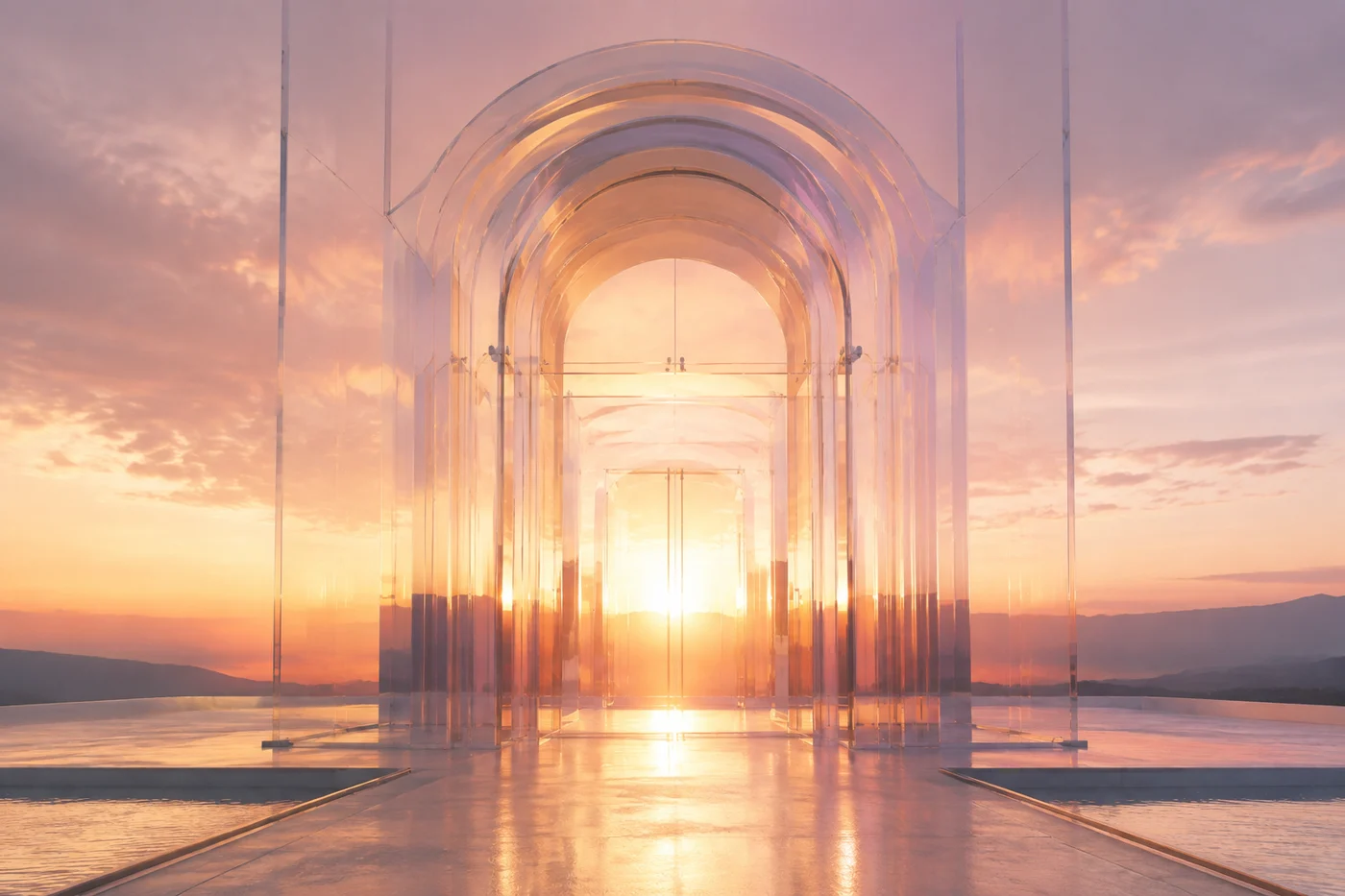 Conceptual protected crystalline structure at sunrise